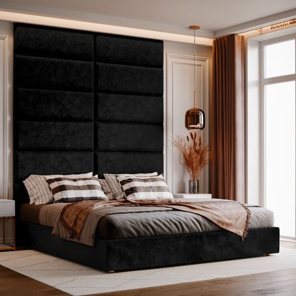 Panel Tapicerowany Ścienny Czarny 50cm x 15cm zdjęcie 5