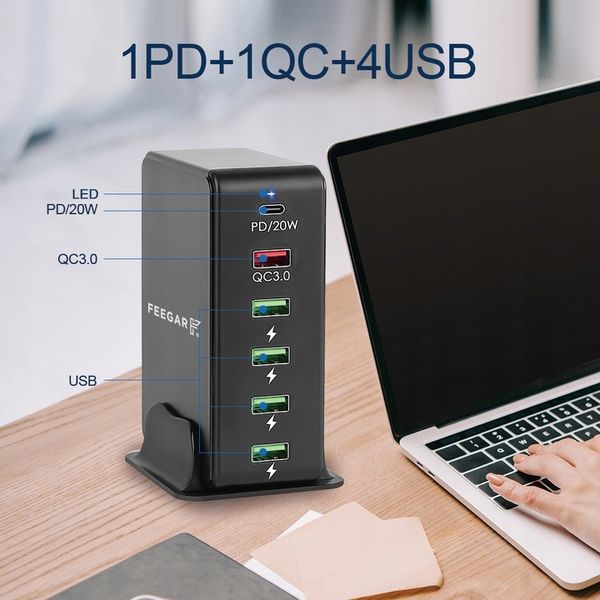 Ładowarka sieciowa Feegar Tower 86W 6x USB Typ C zdjęcie 11