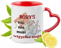 Dla Borysa Kubek Czerwony Z Uszkiem W Kształcie Serca Na Prezent