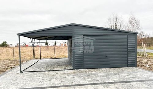 Garaż Blaszany 4x5 + wiata 4x5 - Brama drzwi  Antracyt  PRO263 na Arena.pl