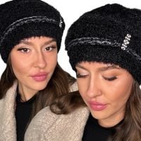 CZAPKA DAMSKA JESIEŃ ZIMA WIOSNA CIEPŁA WYGODNA KOBIECA MODNA CZARNA 2973