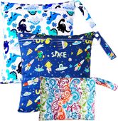 Zestaw 3 Wodoodporne Torby na Pieluchy Kosmos Dinozaury 28x30 i 14x18 cm