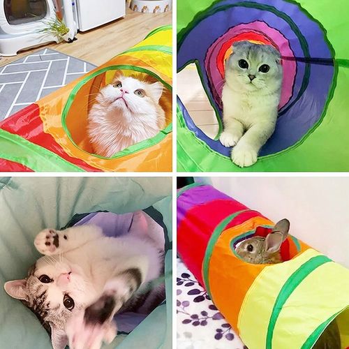 DŁUGI TUNEL DLA KOTA KOTÓW ZABAWKA Z PIŁECZKĄ KRYJÓWKA DOMEK SKŁADANY 120cm na Arena.pl