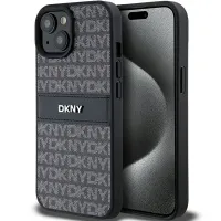 Etui DKNY Leather Mono Stripe & Metal Logo na iPhone 15 / 14 / 13 - czarne