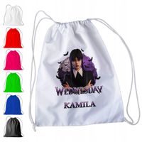 WOREK PLECAK SPORTOWY NA WF DLA DZIECI - WEDNESDAY ADDAMS + IMIĘ! NETFLIX