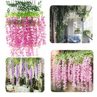 Wisteria Sztuczne Kwiaty Girlanda Glicynia Kwiaty Wiszące Dekoracja 12 szt
