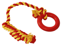 Zabawka dla psa gumowe ringo na sznurku o zapachu wanilii czerwona 50cm