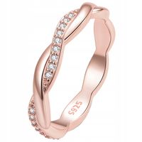 Różowe złoto PIERŚCIONEK przeplatany pr 925 roz.12