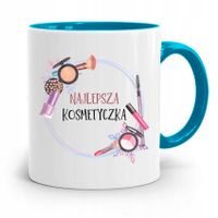Kubek Błękitny Dla Kosmetyczki Najlepsza Prezent Z Nadrukiem Ze Zdjęciem