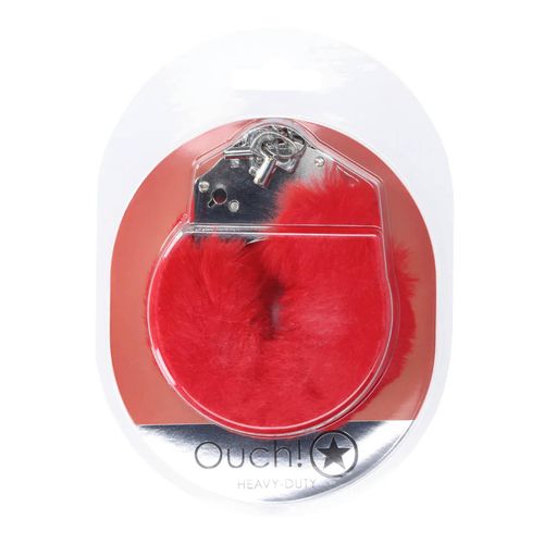 Heavy-Duty Fluffy Handcuffs - Red na Arena.pl