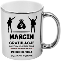 KUBEK SREBRNY PREZENT NA POŻEGNANIE KOLEŻANKI KOLEGI Z PRACY Z IMIENIEM