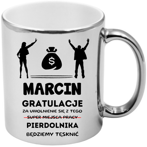 KUBEK SREBRNY PREZENT NA POŻEGNANIE KOLEŻANKI KOLEGI Z PRACY Z IMIENIEM na Arena.pl