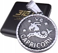 SREBRNY MEDALIK MEDALION ZNAK ZODIAKU KOZIOROŻEC STAL CHIRURGICZNA 316L