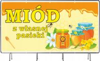 BANER REKLAMOWY 130x80cm z gotowego projektu MIÓD PASIEKA SPRZEDAŻ plandeka