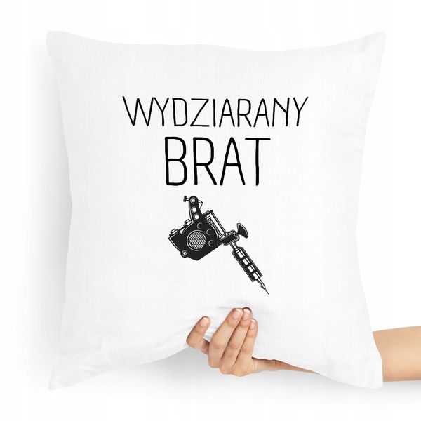 Poduszka Prezent Dla Brata Wydziarany Brat Z Nadrukiem Ze Zdjęciem zdjęcie 1