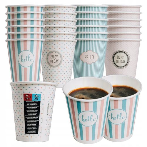 Kubki Papierowe Do Goracych i Zimnych Napojów 300ml Pastelowe Kubeczki Kawy na Arena.pl