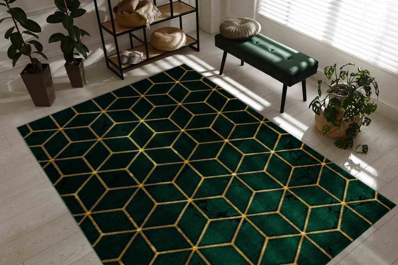 RUG/LU/ESTEMA/CUBES/BOTTLEGREEN+GOLD/160x220 zdjęcie 3