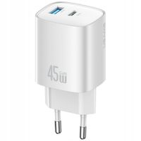 Ładowarka sieciowa USAMS CC290 T66 45W GaN 1xUSB-A 1xUSB-C srebrny