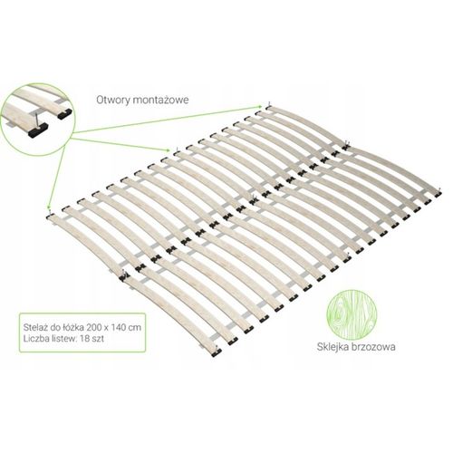 Stelaż pod materac 140x200 cm 2x70x200 36 listew do łóżka podwójny na Arena.pl