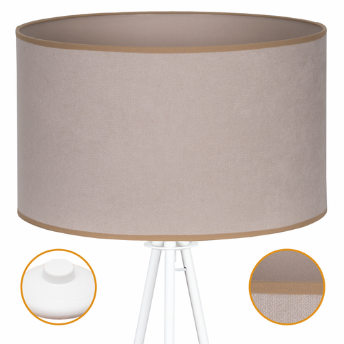 Lampa Podłogowa Trigni Biała - Skandynawski Design Jasny beż SOFT abażur na Arena.pl