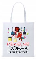 Torba Biała Eco Shopper Dla Sprzątaczki Prezent Z Nadrukiem Ze Zdjęciem