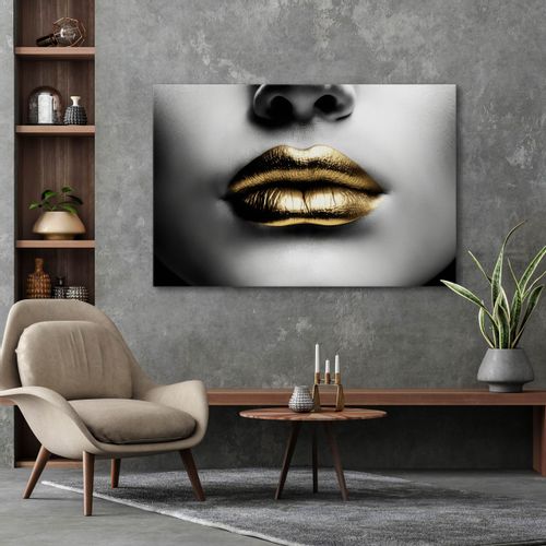 Obraz Na Płótnie Canvas ZŁOTE Usta Abstrakcja Dekoracja Efekt 3D 90cm x 60cm na Arena.pl