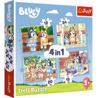 PUZZLE 4W1 UKŁADANKA PIESKI PSY BLUEY I JEGO ŚWIAT RODZINA BLU 3+ TREFL