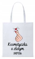 Dla Kosmetyczki Na Prezent Torba Eco Biała Shopper Z Nadrukiem Ze Zdjęciem
