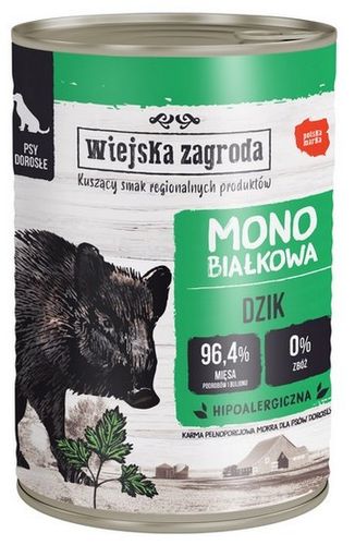 Zdrowa karma monoproteinowa dla psów dorosłych - Wiejska Zagroda Dzik 400g na Arena.pl