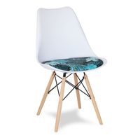 Krzesło z tapicerowaną poduszką na drewnianych bukowych nogach skandynawskie białe 053-T2