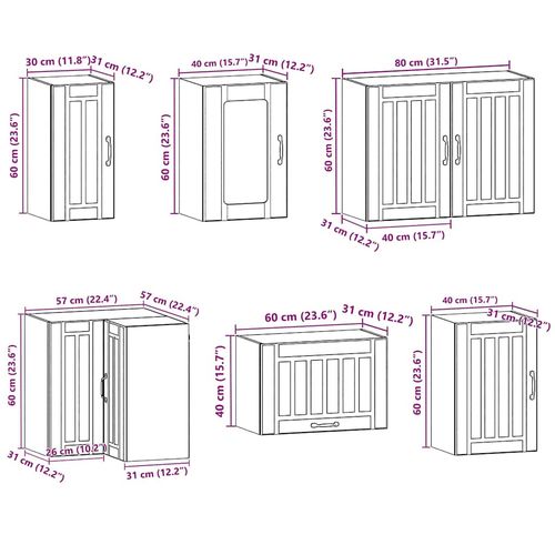 Zestaw szafek kuchennych, Lucca, 11-częściowy, przydymiony dąb na Arena.pl