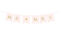 Baner Mr Mrs j. róż 15x85cm ślub wesele przyjęcie