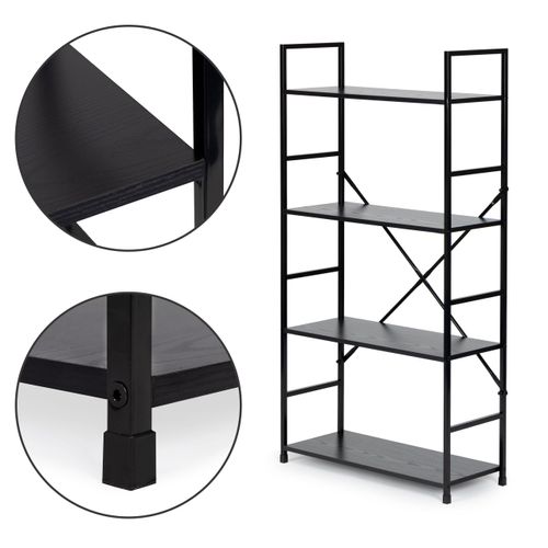 Regał drewniany szeroki 4 półki nowoczesny LOFT na Arena.pl