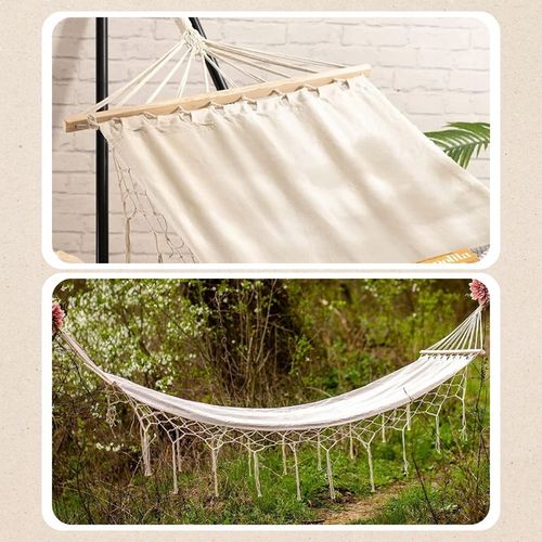 Wygodny HAMAK OGRODOWY BOHO makrama HUŚTAWKA ogrodowa LEŻAK WISZĄCY mocny na Arena.pl