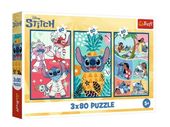 PUZZLE 3X80 ŚWIAT STITCHA 34885