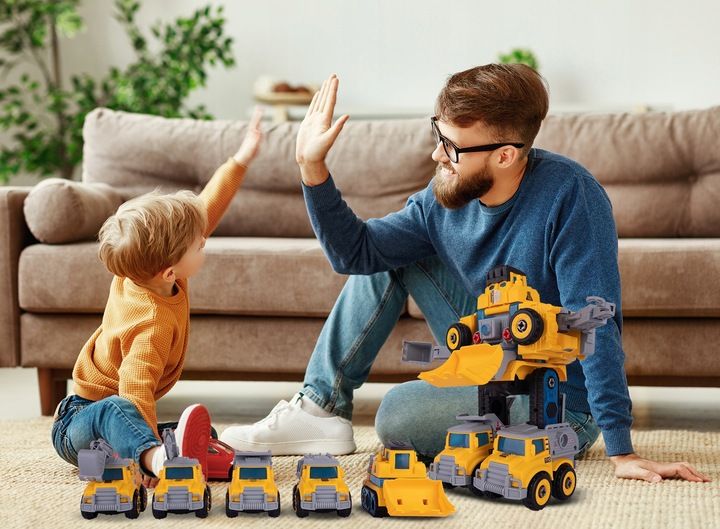 ROBOT TRANSFORMUJĄCY W AUTKA BUDOWLANE 5 SZTUK zdjęcie 16