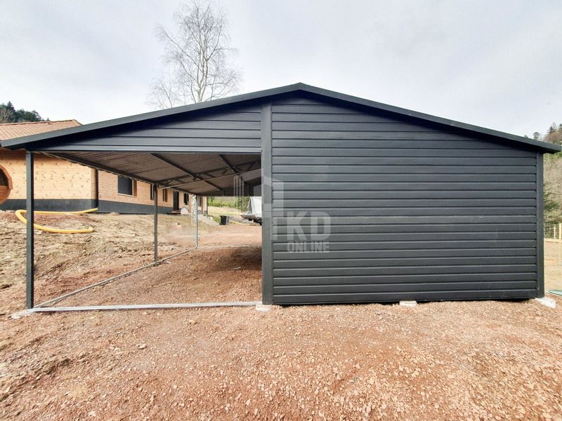 Garaż Blaszany 4x6 wiata 3,5x6 Brama uchylna Antracyt dach dwuspad TKD207 zdjęcie 7