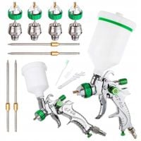 PISTOLET LAKIERNICZY + MINI 1,0 1,4 1,7 2,0 2,5 mm HVLP 600ML + 120ML