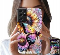 ETUI DO SAMSUNG GALAXY S21 Ultra - SŁONECZNIK Z MOTYLKIEM, OBUDOWA + FOLIA