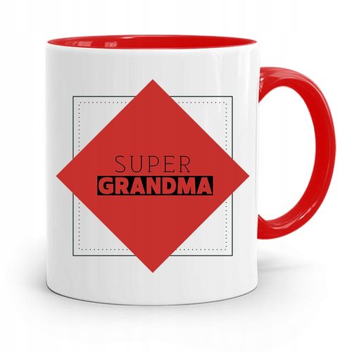 Kubek Czerwony Dla Babci Super Grandma Z Nadrukiem Ze Zdjęciem na Arena.pl
