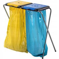 KOSZ STOJAK DO SEGREGACJI ŚMIECI 2 STANOWISKA NA WORKI 120L STELAŻ