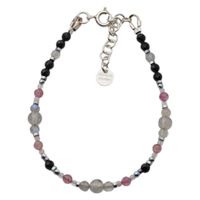 Bransoletka mix - Turmalin, labradoryt, kwarc różowy i srebro