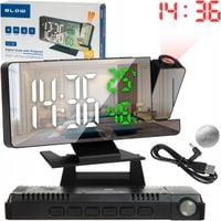ZEGARY BUDZIK ELEKTORNICZNY CYFROWY Z PROJEKTOREM LED LUSTRO TERMOMETR