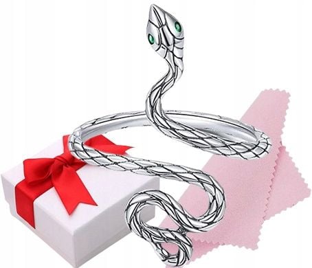 Srebrny pierścionek WĄŻ żmija cyrkonie regulowany s925 +pudełko na Arena.pl