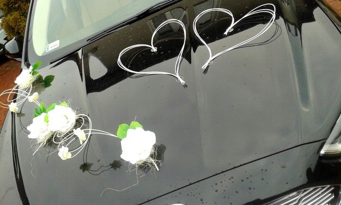 Dekoracja samochodu ozdoby na auto do ślubu kwiaty zdjęcie 6