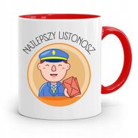 Kubek Czerwony Prezent Dla Listonosza Najlepszy Z Nadrukiem Ze Zdjęciem