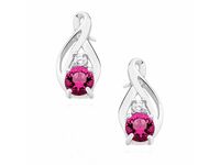 Eleganckie rodowane podłużne srebrne kolczyki rubinowe cyrkonie srebro 925 Z1422E_P