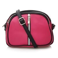 VERA PELLE torebka damska skórzana listonoszka 3 komorowa V463 fuksja