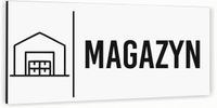 Tabliczka na drzwi MAGAZYN Aluminium BIAŁA NADRUK UV Piktogram