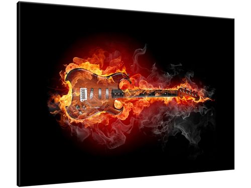 Obraz Płonąca gitara 100x70 PŁÓTNO na Arena.pl